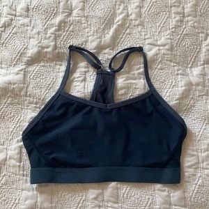 Adjustable navy blue sports bra